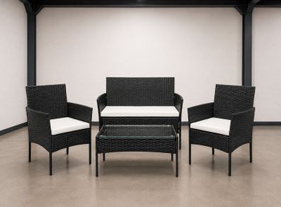 Black wicker 4 piece garden furniture set