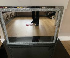 Mirror, table and lampshades
