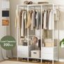 Clothes Rack for Hanging Clothes, Heavy Duty Clothes Rail with Drawers, Open Wardrobes for Bedroom, Free Standing Clothes Rail with Shelves & Hooks, White Image 4