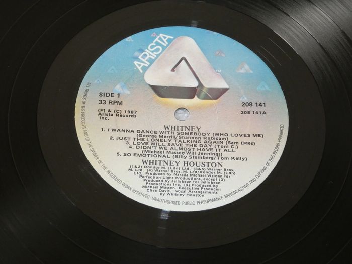Whitney Houston Whitney Irish Pressing 1987 Lp