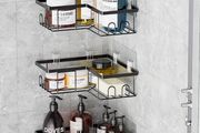 Shower Caddy, Black, 3-Pack | Rustproof, No Drilling, Bathroom Shelf, With Hooks
