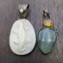 Vintage 925 Sterling Silver Lazard Design Shell & Fluorite Stone Pendant Set Of 2 Image 2
