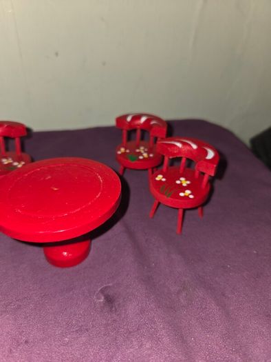 1970's Doll House wooden hand painted Furniture