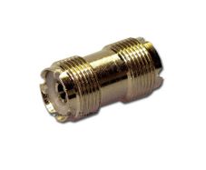 50 ohm double ended female coupler, all metal, bright plated.