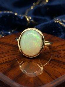 Gold plated Ethiopian Welo Opal Solitaire Ring