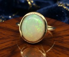 Gold plated Ethiopian Welo Opal Solitaire Ring