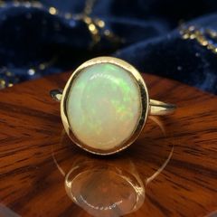 Gold plated Ethiopian Welo Opal Solitaire Ring