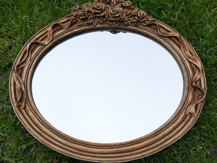 Vintage Oval  Ornate Beveled Wall Mirror