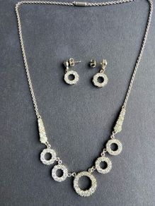 Vintage Art Deco Silver Pendant and matching earrings