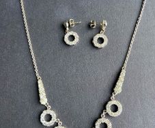 Vintage Art Deco Silver Pendant and matching earrings
