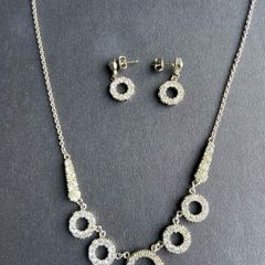 Vintage Art Deco Silver Pendant and matching earrings