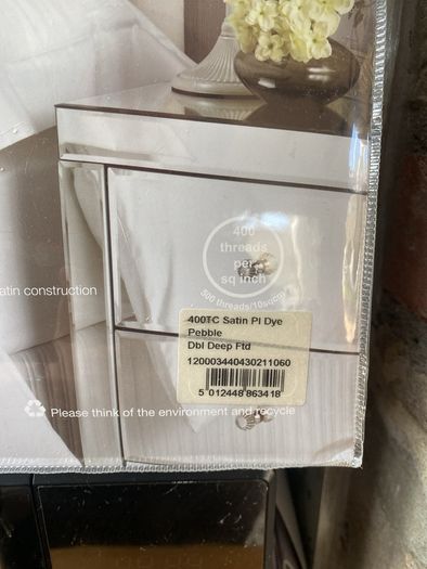 Christy 400 thread count double fitted sheet pebble cotton