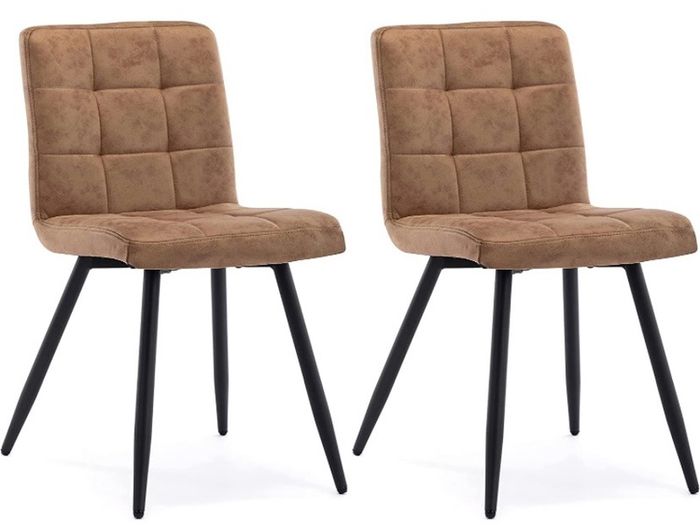 Set Of 2 x Cubana Velvet Upholstered Kitchen Dining Chair with Strong Black Metal Legs Living Room Bedroom Chair (FREE POSTAGE)