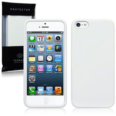 New Iphone 5 Gel Case Cover Solid Black Solid White With Free Screen Protector