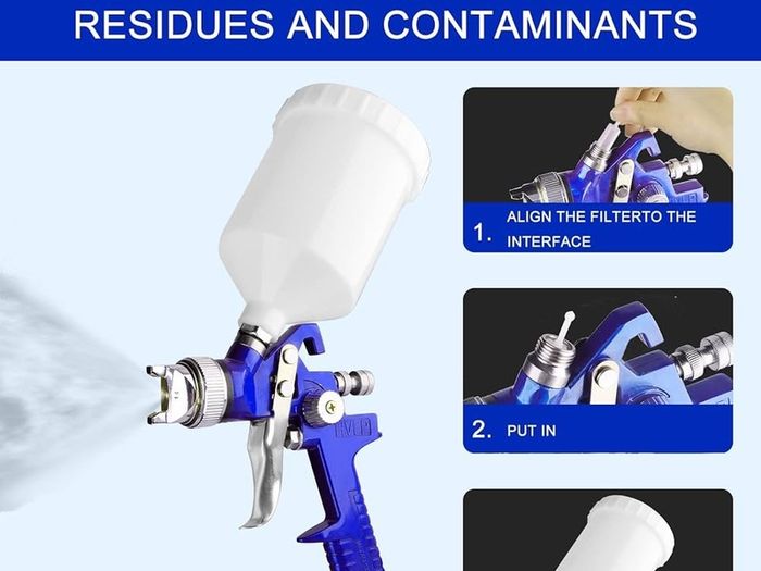 NEW SALE | 2 Set HVLP Paint Sprayer Set with 0.8MM & 1.4MM Nozzle Professional Air Gravity Feed Spray Gun Kit with 125ML & 600ML Cup & Pressure Gauge for Painting Car Furniture