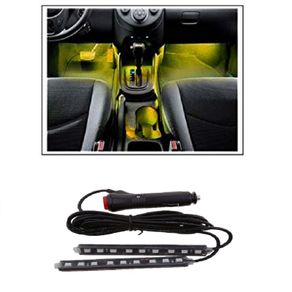 2Pcs 9 LED Yellow Light Car Interior Atmosphere Floor Underglow Lamp