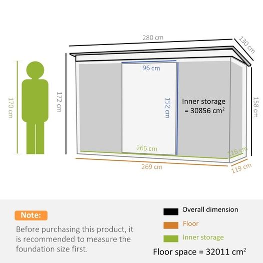9ft x 4.25ft Corrugated Garden Metal Storage Shed Outdoor Equipment Tool Box with Foundation (FREE SHIPPING)