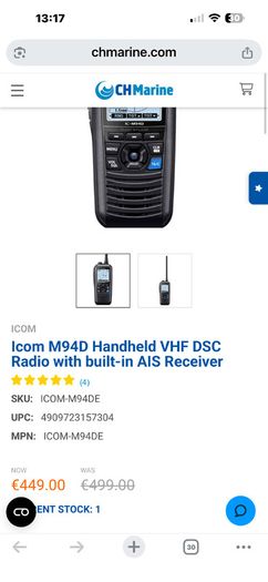 Handheld Vhf Radio (icom Icm94de)