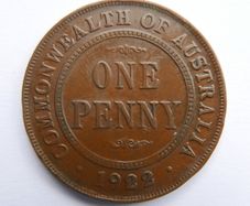 1922 King George V Australia One Penny Coin