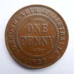 1922 King George V Australia One Penny Coin