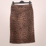 Zara Brown Leopard Print Denim Front Slit Midi Skirt Size M Image 7