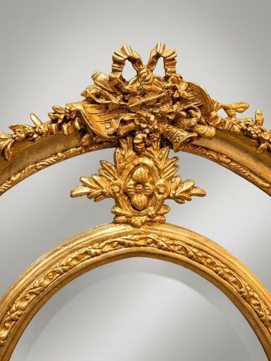 Magnificent French-Style Gilt Section Mirror