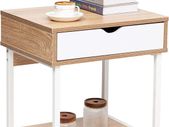 Side End Table, Nightstand, Bedside Table with Drawer and Storage Shelves, Sofa Table for Living Room, Bedroom, Accent Furniture, Easy Assembly, Oak White