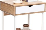 Side End Table, Nightstand, Bedside Table with Drawer and Storage Shelves, Sofa Table for Living Room, Bedroom, Accent Furniture, Easy Assembly, Oak White