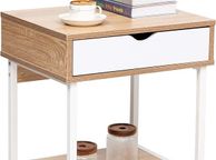 main image for ad Side End Table, Nightstand, Bedside Table with Drawer and Storage Shelves, Sofa Table for Living Room, Bedroom, Accent Furniture, Easy Assembly, Oak White