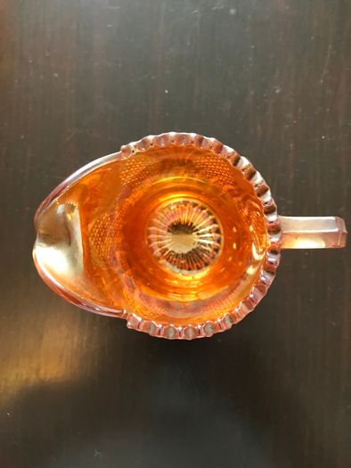 Vintage Depression Orange Fluted bowl and Jug