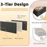 Shoe Bench with Cushion, Storage Bench with Padded Seat, 2 Drawer and Open Compartments, for Entryway, Hallway, Living Room, Black Image 3