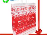 main image for ad Job Lot 20 Christmas Paper carrier bags with twisted handles top quality Size M 26 x 12 x 32 cm Xmas bags