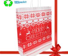 Job Lot 20 Christmas Paper carrier bags with twisted handles top quality Size M 26 x 12 x 32 cm Xmas bags