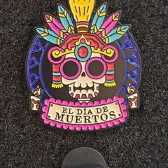 Mexican, day of the dead, pin back badge.