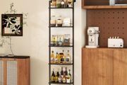 5 Tier Freestanding Wine Racks Liquor Bottle Display Shelf with Fences