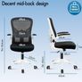 Mesh Office Chair with Adjustable Lumbar Support, Mid-back Ergonomic Desk Chairs for Home Office, Height Adjustable Swivel Computer Chair with Flip-up Armrest, Tilt Function, Black & White Image 2