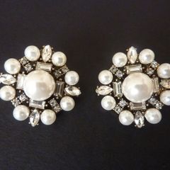 Art Deco Style Pearl Crystal Earrings