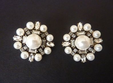 Art Deco Style Pearl Crystal Earrings