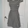Atmosphere SIZE 10 black  & White Striped Short Sleeved Skater Dress Image 4