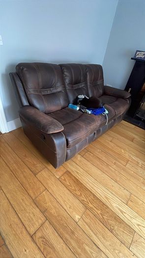 Brown leather 3 seater recliner sofa