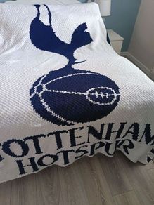 King size handmade Tottenham Hotspur crochet blanket
