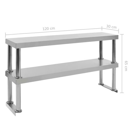 Stainless Steel Kitchen Work Table with 2-Tier
