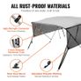 4 Bow Bimini Top Boat Cover, Detachable Mesh Sidewalls, 600D Polyester Canopy with 1" Aluminum Alloy Frame, Includes Storage Boot, 2 Support Poles, 2 Straps, 8'L x 54"H x 91"-96"W, Light Grey 1 answered questions Image 3