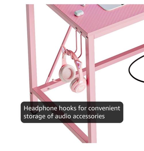 106.5CM L-Shaped Desk with Power Outlets & LED Lights