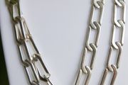Vintage Tiffany &amp; Co Extremely Long Heavy Chain Heart Tags Pendant In Sterling Silver 925 Length 38" Weight 67,30g