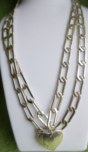 Vintage Tiffany & Co Extremely Long Heavy Chain Heart Tags Pendant In Sterling Silver 925 Length 38" Weight 67,30g
