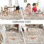 Oriental Large Rugs for Living Room 200x290cm Non-Slip Bedroom Rugs Machine Washable Area Carpet Low Profile Floor Carpet Mat for Indoor Kitchen Dinning Room Playroom(Beige Image 3