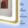 600x800 mm Gold-Bathroom-Mirror-with-LED-Lights, LED-Bathroom-Mirror-Wall-Mounted with Bluetooth, Anti-fog, 3 Colours Dimmable, Memory Function, IP44, Tempered Glass, Horizontal/Vertical Image 6