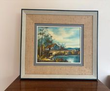 Landscape Painting in a Textured Frame