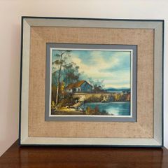 Landscape Painting in a Textured Frame